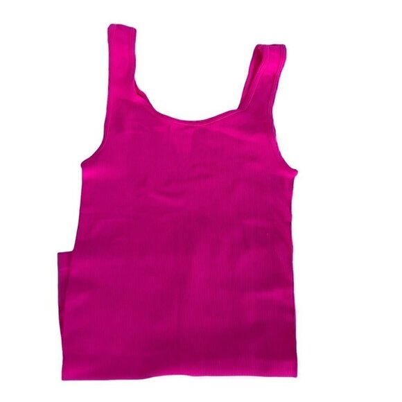 Hot Pink  Stretchable Ribbed Tank Top - Picture 9 of 9